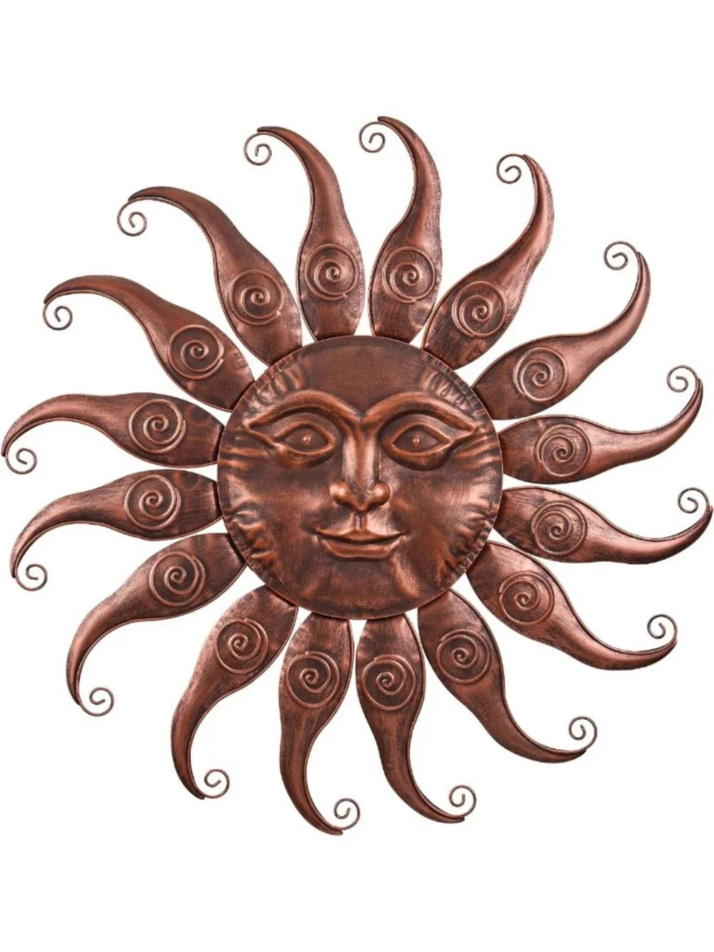 Rustic Bronze Sun Wall Decor - Metal Hanging Sculpture for Outdoor Patio